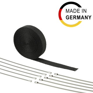 10m Hitzeschutzband Fiberglas - 25mm | Schwarz