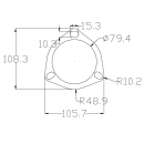 76mm / 3" 3-Loch Auspuffflansch