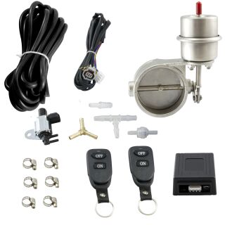 Set: 1 Unterdruck Auspuffklappe Ø 63mm mit Steuerung | geschlossen - Schwarz
