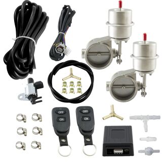 Set: 2 Unterdruck Auspuffklappen Ø 51mm mit Steuerung | geschlossen - Schwarz