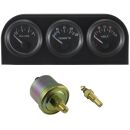 Instrumentenhalter 52mm 3-Fach mit Instrumenten -  Öldruck, Kühlmitteltemp., Spannung