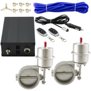 Set: 2 Unterdruck Auspuffklappen Ø 60mm mit Unterdruckpumpe | geschlossen