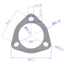 60mm / 2,375" 3-Loch Auspuffflansch